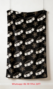 Chanel Umbrella & Camellia Pattern Flannel Throw Blanket IMG_7156